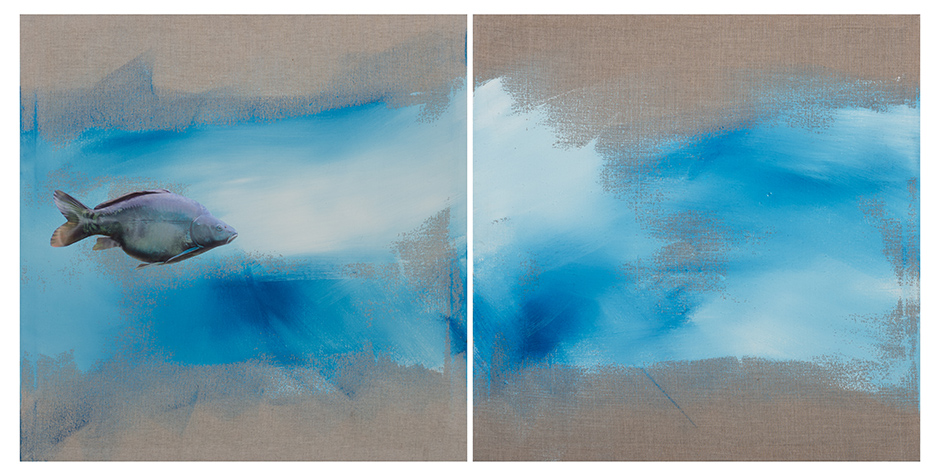 Fische Dyptichon, 2014, Mischtechnik